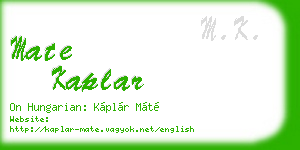 mate kaplar business card
